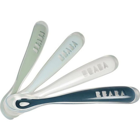 BEABA Lot de 4 cuilleres en silicone bébé / enfant 1er âge