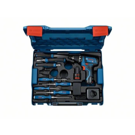Perceuse-visseuse Bosch Professional GSR 12V-15 + outillage a main + 2 batteries 2.0Ah + Chargeur GAL 12V-20 - 060186810R