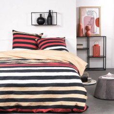 Parure de lit - TODAY Sunshine - 240x220 cm - 2 personnes - coton imprimé rayé Parure de lit - TODAY Sunshine - 240x220 cm - 2 personnes - coton imprimé rayé
