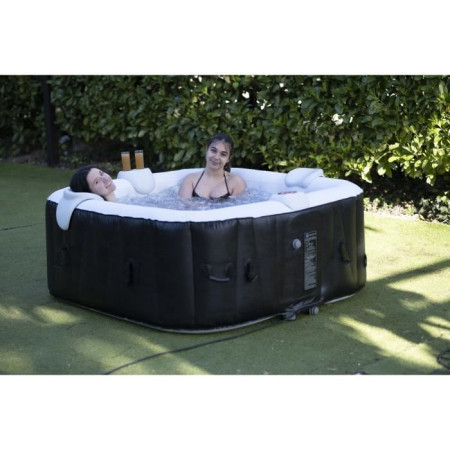 Spa gonflable avec bandeau LED SUNSPA - AC02-LED - 185 x 65 cm - 6 places - Carré (Av