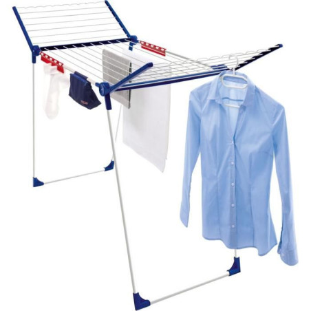 Étendoir a linge Leifheit Pegasus 200 Solid Comfort 81516, séchoir a linge avec 20m d'étendage, tancarville 8 accessoires, blanc