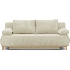 Banquette convertible 3 places MIKA - Velours côtelé Beige - Coffre de rangement - L