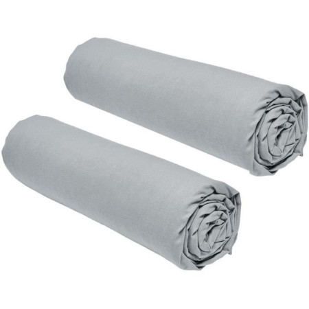 Lot de 2 draps housses TODAY Essential - 90 x 190 cm - 1 personne - 100% Coton - Acier