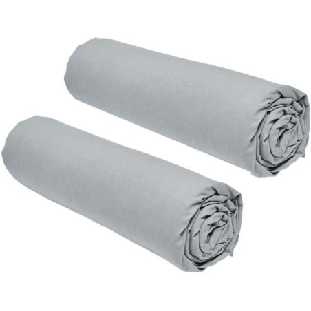 Lot de 2 draps housses TODAY Essential - 140 x 190 cm - 2 personnes - 100% Coton - Acier