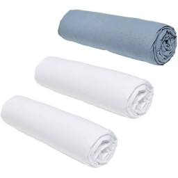 Lot de 3 draps housses TODAY Essential - 160 x 200 cm - 2 personnes - 100% Coton - Craie/ Denim
