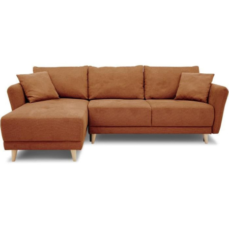 Canapé d'angle convertible réversible 3-4 places CLAUDIUS - Tissu Terracotta - Coffre