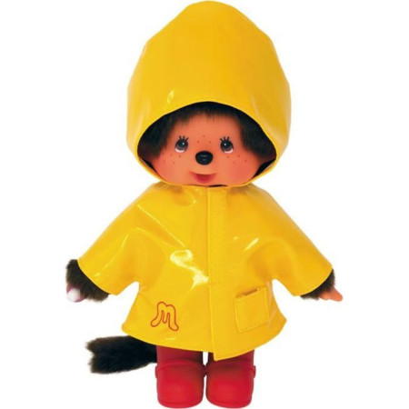 Peluche Monchhichi - BANDAI - Ciré Iconique Jaune - 20 cm