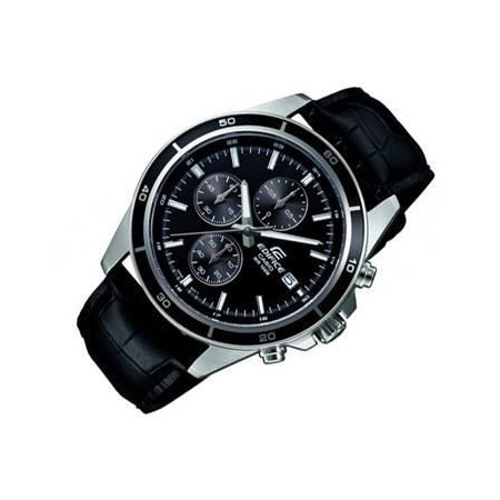 CASIO - Montre en cuir véritable - EDIFICE - Noir