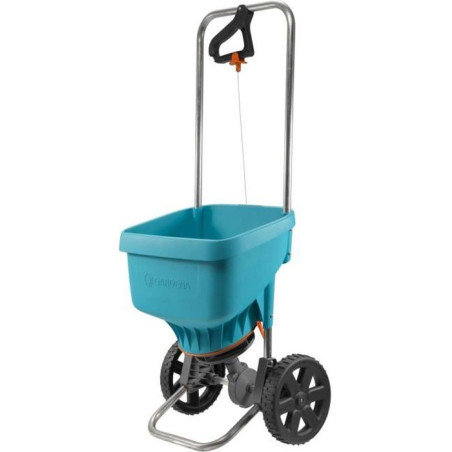GARDENA Epandeur a engrais XL sur roues – Capacité 18L – Surface 800m² max – Largeur d'épandage 6m – Protection corro