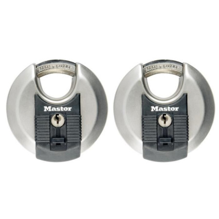 Lot de 2 Cadenas a disque - MASTER LOCK - M40EURT - Acier inoxydable - 70 mm