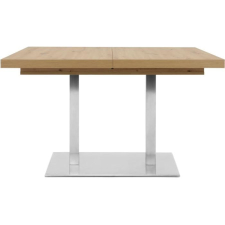 ORLANDO Table a manger a rallonge - Style contemporain - Décor chene artisan et alu -