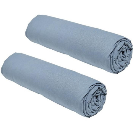 Lot de 2 draps housses TODAY Essential - 90 x 190 cm - 1 personne - 100% Coton - Denim