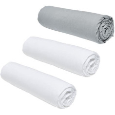Lot de 3 draps housses TODAY Essential - 140 x 190 cm - 2 personnes - 100% Coton - Craie/ Acier Lot de 3 draps housses TODAY Essential - 140 x 190 cm - 2 personnes - 100% Coton - Craie/ Acier