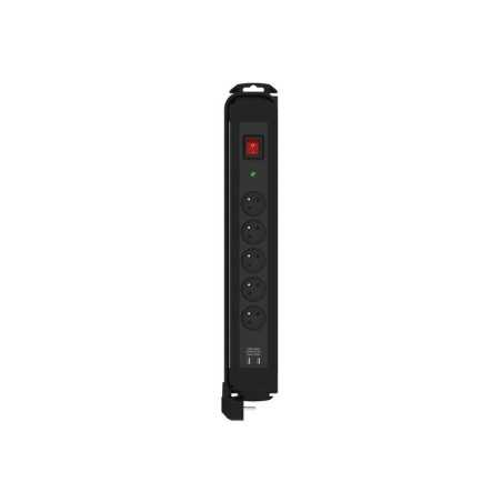 Multiprise Parafoudre 5 Prises H05Vv-F Lexman, 3680 W, Noire