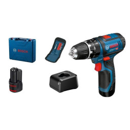 Perceuse-visseuse a percussion Bosch Professional GSB 12V-15 + 10 accessoires + 2 bat