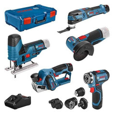 Kit Bosch Pro KIT 5 OUTILS : GSR/GOP/GHO/GWS/GST + 2 batteries 2 Kit Bosch Pro KIT 5 OUTILS : GSR/GOP/GHO/GWS/GST + 2 batteries 2