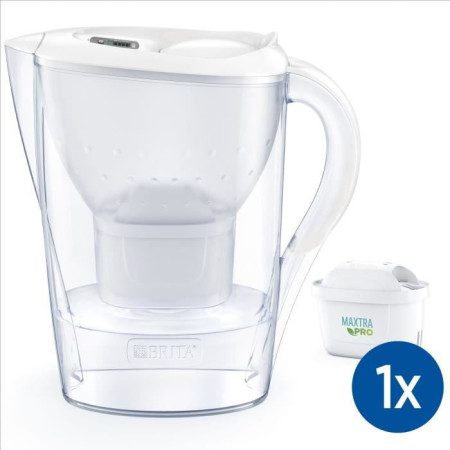 Carafe Filtrante Marella Blanche - BRITA - Inclus 1 Cartouche Filtrante MAXTRA PRO AI