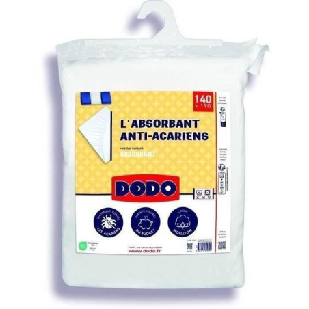 Protege Matelas Absorbant - DODO - 140 x 190 cm - Coton - Anti acariens