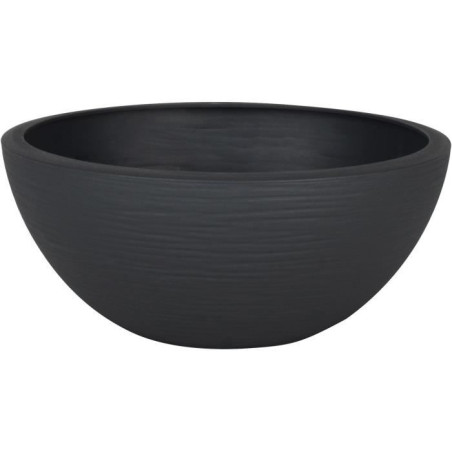 Pot vasque Ø 25 cm - EDA - Graphit Up - 3,3 L - Intérieur/ Extérieur - Décor Graphique - Ø 24,5 x H. 10,5 cm - Gris Anthracite