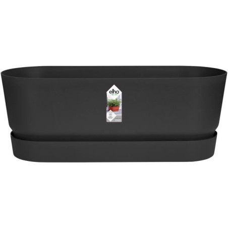 ELHO Jardiniere ovale GREENVILLE - Ø49 x 19,8 x 18,4 cm - Plastique recyclé - Résistant au gel - Noir