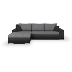 Canapé d'angle convertible et réversible 5 places INDIAN - Tissu gris clair et anthracite Canapé d'angle convertible et réversible 5 places INDIAN - Tissu gris clair et anthracite