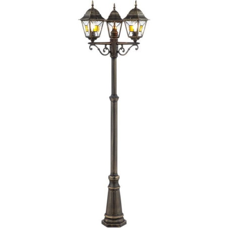 JANEL Lampadaire extérieur, noir dore, E27 max 3x60W, ampoule non incluse