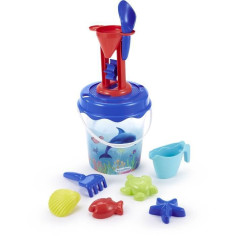 Jeu de plage - ECOIFFIER - 513 - Seau transparent décor dauphin avec accessoires et moules a sable Jeu de plage - ECOIFFIER - 513 - Seau transparent décor dauphin avec accessoires et moules a sable