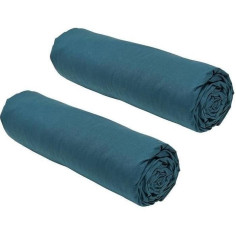 Lot de 2 draps housses TODAY Essential - 140 x 190 cm - 2 personnes - 100% Coton - Paon Lot de 2 draps housses TODAY Essential - 140 x 190 cm - 2 personnes - 100% Coton - Paon