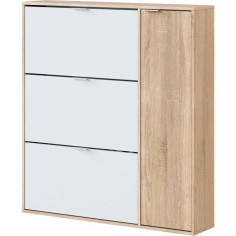 Meuble a chaussure - 3 tiroirs abattants et 1 porte - L 106 x H 115 x P 22 cm - CLASS