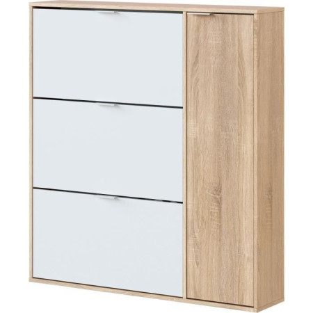 Meuble a chaussure - 3 tiroirs abattants et 1 porte - L 106 x H 115 x P 22 cm - CLASS