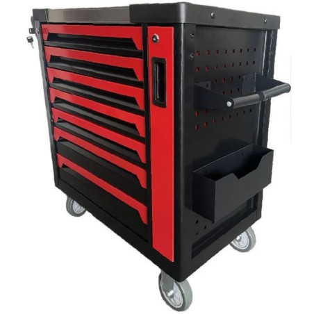Servante d'atelier - Pleine (118 outils) - 7 tiroirs - DEFPRO - Acier - Rouge