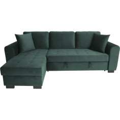 Canapé d'angle convertible HAMILTON 4 places - Tissu velours vert - L 245 x P 140 x H