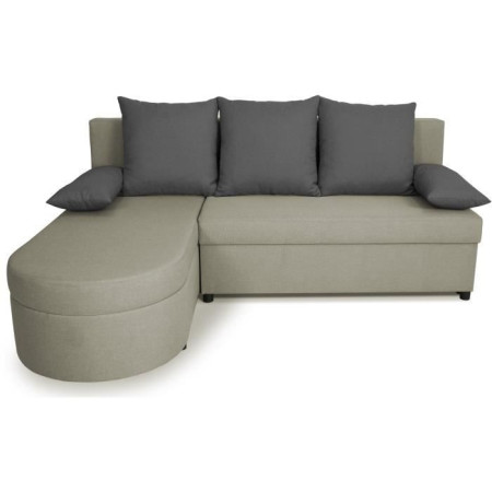 Canapé d'angle convertible réversible 3 places JEN - Tissu Gris - Style contemporain