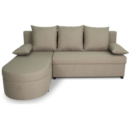 Canapé d'angle convertible réversible 3 places JEN - Tissu Brun - Style contemporain