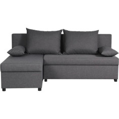 Canapé d'angle réversible Tissu Gris L 192 x P 143 x H 79 cm JOSS - Fabriqué en Ukraine Canapé d'angle réversible Tissu Gris L 192 x P 143 x H 79 cm JOSS - Fabriqué en Ukraine