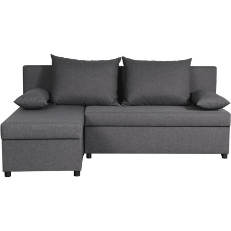 Canapé d'angle réversible – Tissu Gris – L 192 x P 143 x H 79 cm – JOSS - Fabriqué en Ukraine