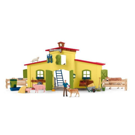 Coffret ferme éducative de 92 pieces avec animaux et accessoires, figurine miniature, Schleich 42605 Farm World