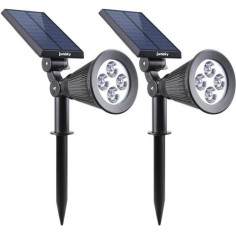 LUMISKY Pack de 2 Spots solaires extérieur étanches - 4 LEDs blanches - 200 Lm - Tete