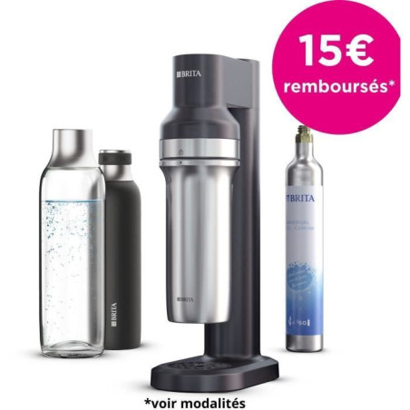 Machine a soda BRITA - SodaTRIO Noire - 1 Bouteille 1L et 1 Cylindre de CO2 inclus