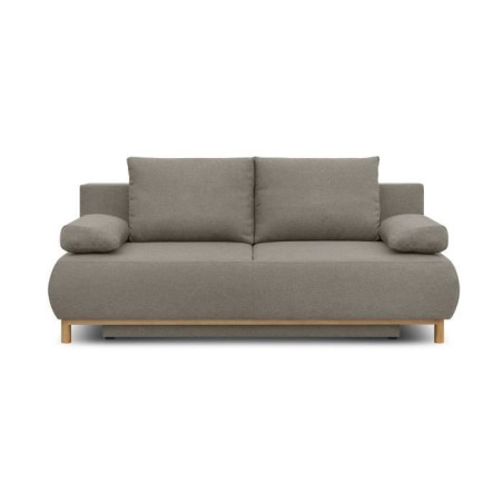 Canapé convertible - 3 places - MIKA - Tissu beige - Coffre de rangement - L 192 x H 84 x P 93 cm