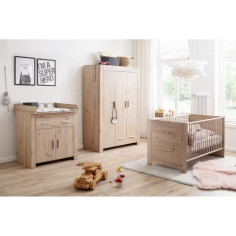 Chambre bébé Trio : Lit 70 x 140 cm + Commode a langer + Armoire AHOI - Chene - TREND TEAM Chambre bébé Trio : Lit 70 x 140 cm + Commode a langer + Armoire AHOI - Chene - TREND TEAM