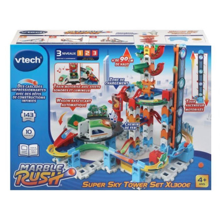 Circuit de billes VTECH MARBLE RUSH - SUPER SKY TOWER SET XL300E - 143 pieces - Pour