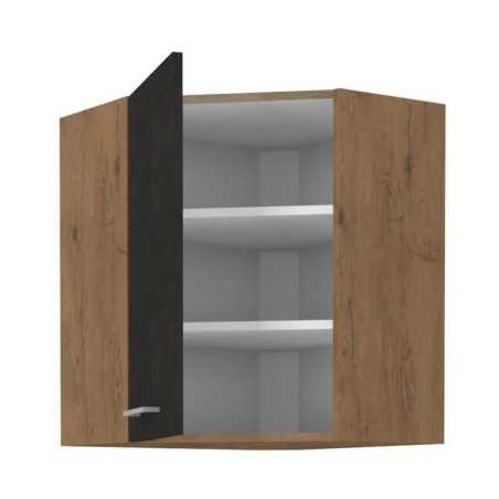 Cuisine complete d'angle ROCK 268 x 148 cm - Angle réversible - Décor chene et gris matera - Plan de travail non inclus