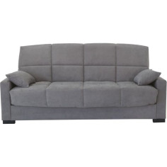Canapé clic clac 3 places - Gris clair - Matelas 14 cm - 130 x 190 cm - MEGAN Canapé clic clac 3 places - Gris clair - Matelas 14 cm - 130 x 190 cm - MEGAN
