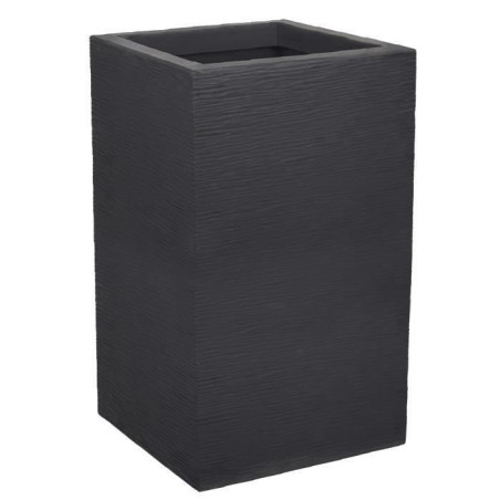 Bac a Fleurs Carré Haut 30 cm - EDA - Graphit Up - 36 L - Intérieur/ Extérieur - 29,5 x 29,5 cm x H. 49,5 cm - Gris anthracite