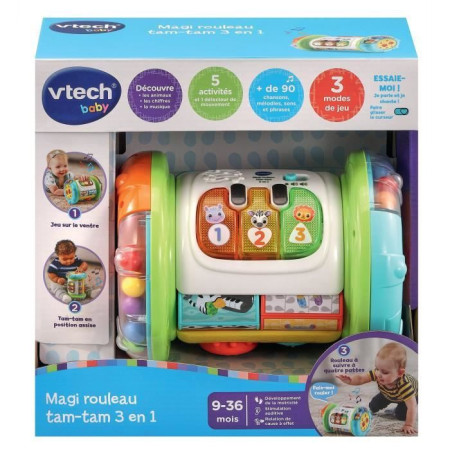 Rouleau d'activités interactif VTECH MAGI ROULEAU TAM-TAM 3 EN 1 pour bébé de 9 a 36