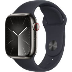 Apple Watch Series&nbsp;9 GPS + Cellular - 41mm - Boîtier Acier Graphite - Bracelet Midnight Sport Band - M/L