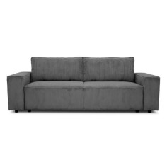 Canapé convertible 3 places JOSH - Velours côtelé Anthracite - Coffre de rangement -