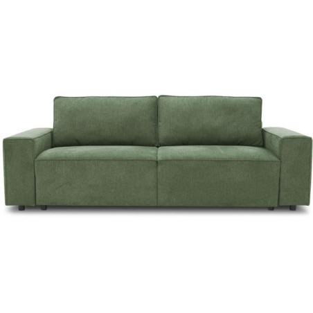 Canapé convertible 3 places JOSH - Tissu Vert - Coffre de rangement - L 239 x P 117 x H 65 cm
