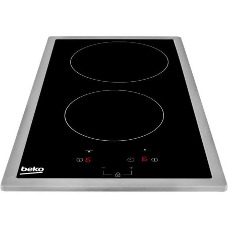 Plaque de cuisson BEKO HDMC32400TX - 2 foyers vitrocéramique - Commandes tactiles - Noir - Minuterie intégrée